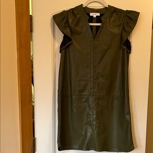 THML Olive Faux Leather Dress